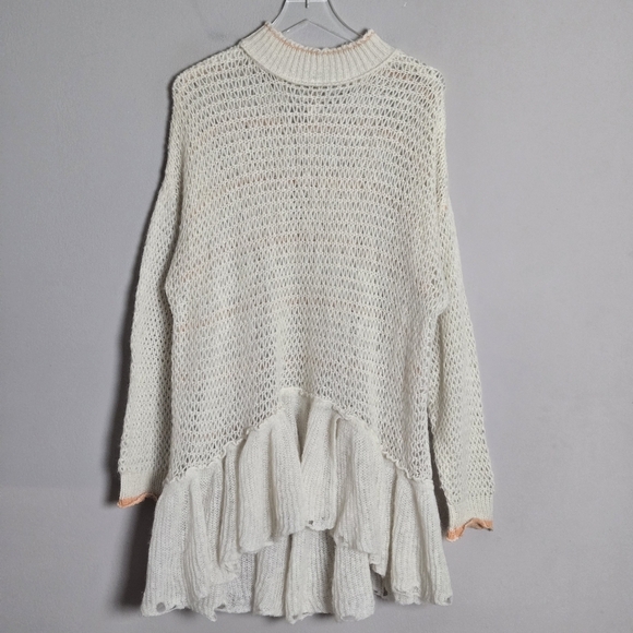 Free People Float On Sweater Dress Women's S Cream Babydoll Retro Romantic - Picture 4 of 13